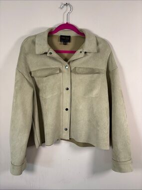 Truth by Republic Sage Green Faux Suede Cropped Jacket Sz Large